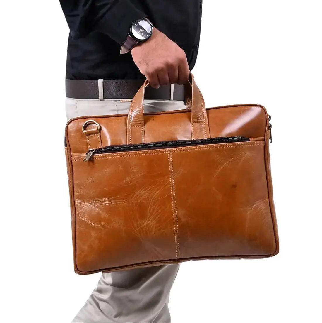 ARDAN Genuine Leather 15Inch Laptop Bag for Men, Sleek Design Office Bag (AL13A)(Brown Color) Ardan Lifestyle