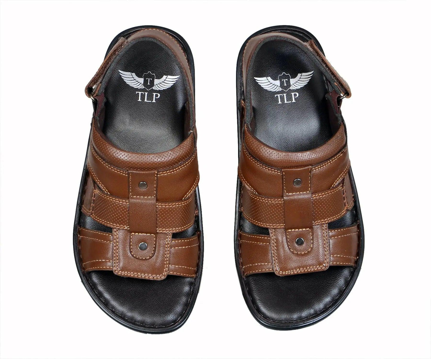 TLP Genuine Leather Sandals for Men Dual Colour – Black and Brown TLP International
