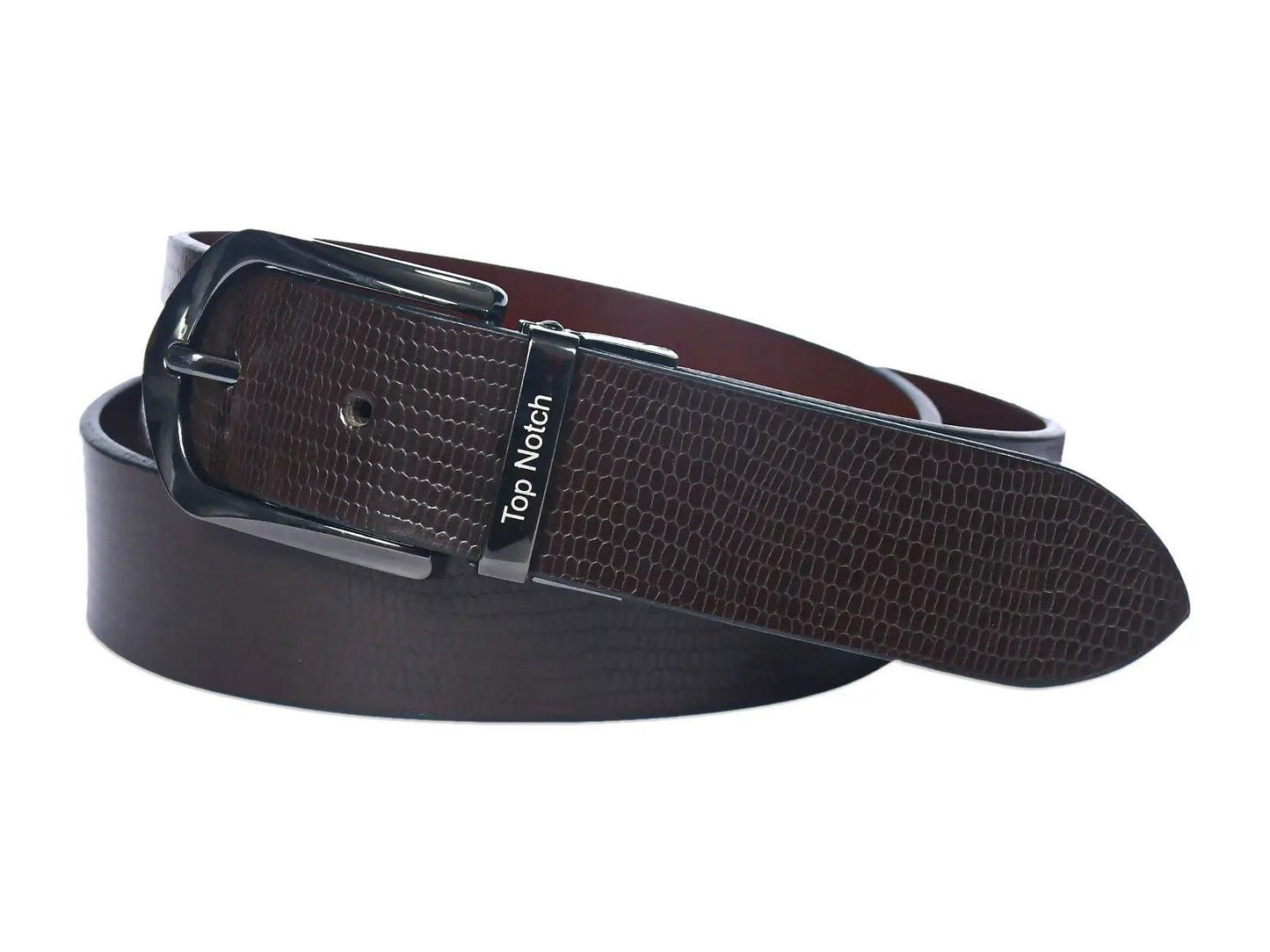 Top Notch Men's Reversible Italian Leather belt for men 1.25 inch (35mm) Waist Strap Brown/Tan Belt (TP0011) Haq Fashion