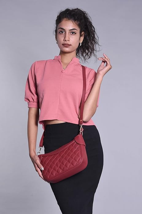 ARDAN Luxury Genuine Leather Quilted Handbag / Sling Bag for Girls / Women /Ladies (SKU AL32D)
