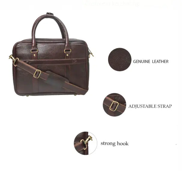 ARDAN Genuine Leather 16 Inch Laptop Bag for Men, Sleek Design (AL07A) Bag Color -Brown