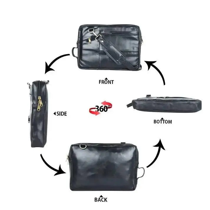 Genuine Leather 14 Inch Laptop Bag for Men, Sleek Design 
