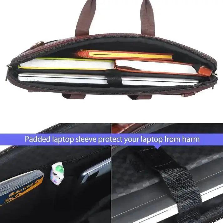 Genuine Leather 15.6 Inch Laptop Bag for Men, Sleek Design Bag