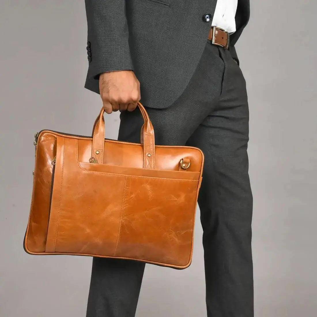 Genuine Leather 15.6 Inch Laptop Bag for Men, Sleek Design Bag