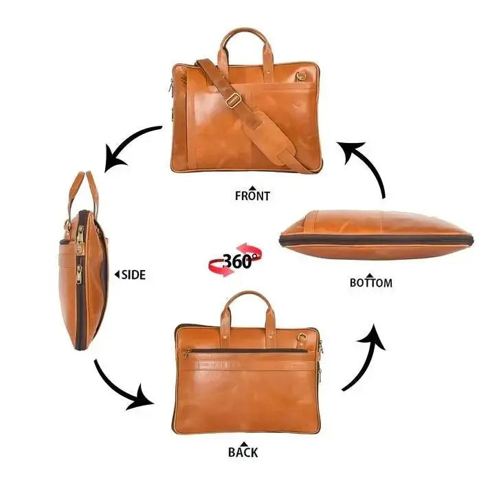 Genuine Leather 15.6 Inch Laptop Bag for Men, Sleek Design Bag