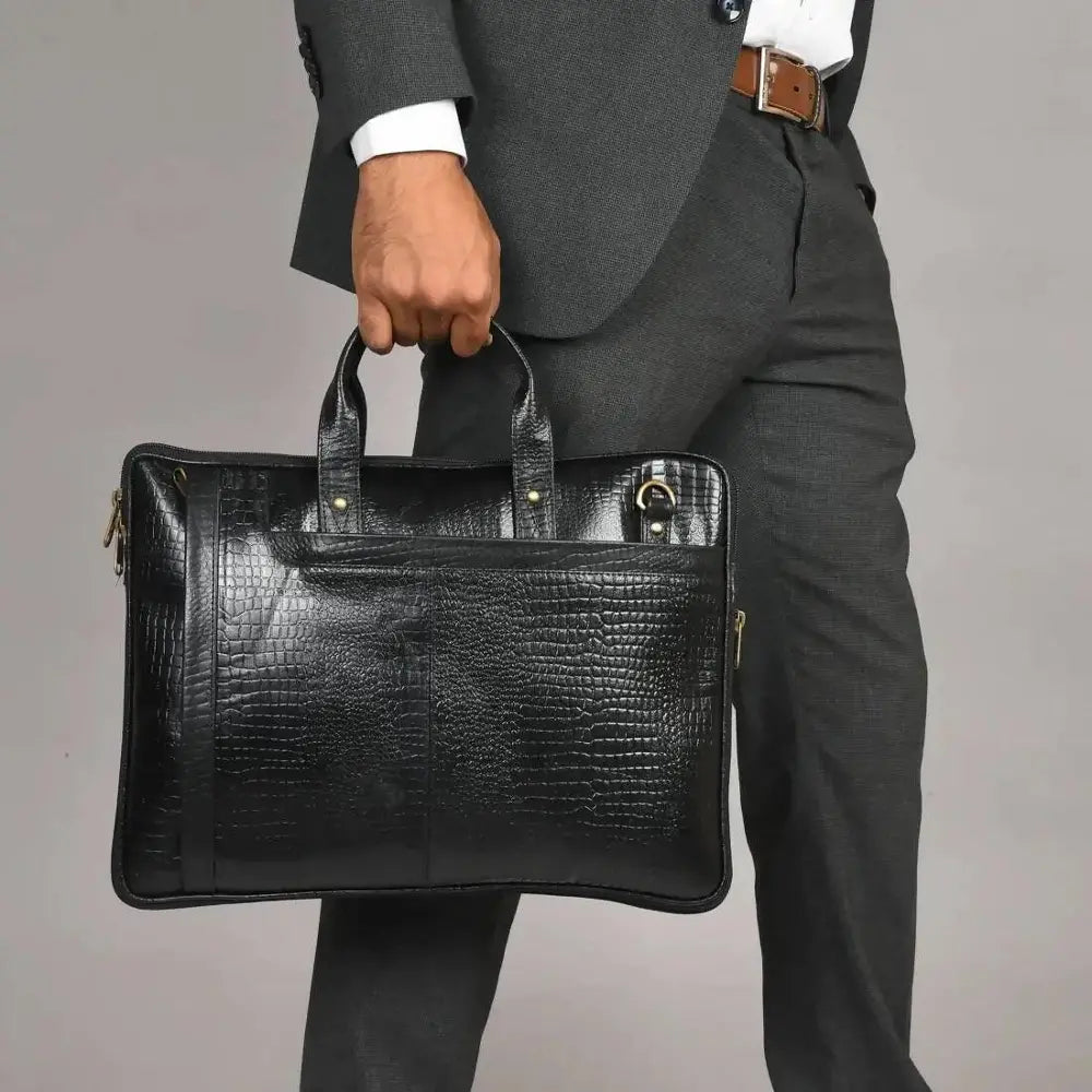 Genuine Leather 15.6 Inch Laptop Bag for Men, Sleek Design Bag