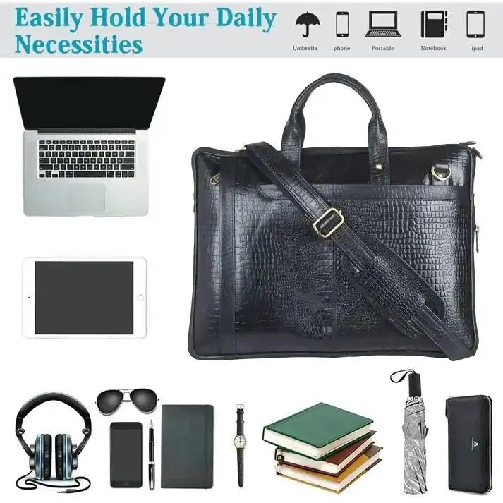 Genuine Leather 15.6 Inch Laptop Bag for Men, Sleek Design Bag