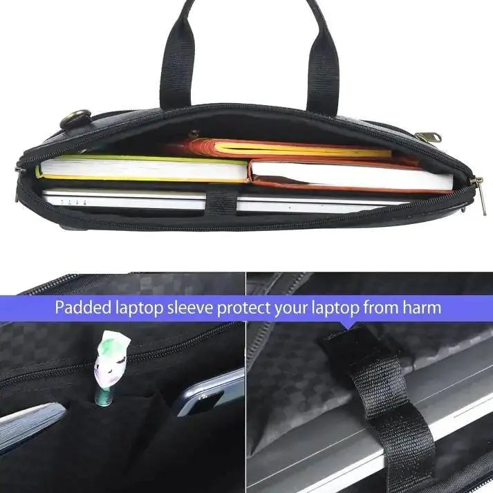 ARDAN Genuine Leather 15.6 Inch Laptop Bag for Men, Sleek Design Bag (LV02E) Color -Black (Textured)