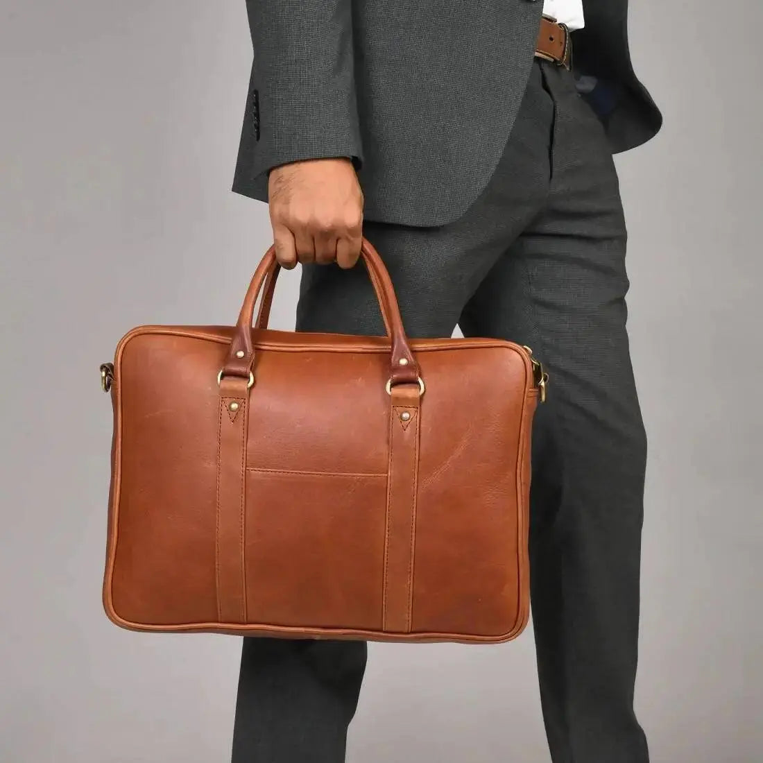 Genuine Leather 15.6 Inch Laptop Bag for Men, Sleek Design Bag