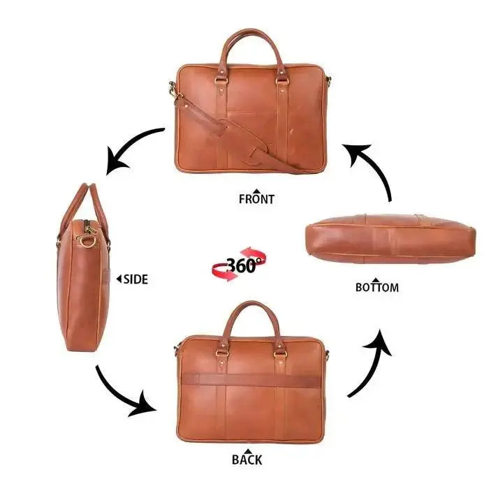 Genuine Leather 15.6 Inch Laptop Bag for Men, Sleek Design Bag