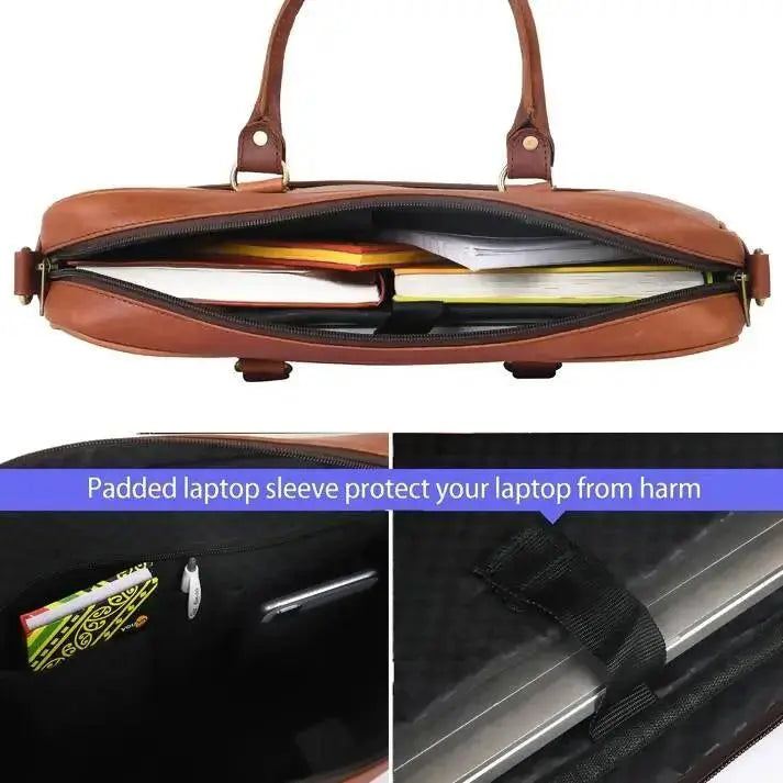 Genuine Leather 15.6 Inch Laptop Bag for Men, Sleek Design Bag