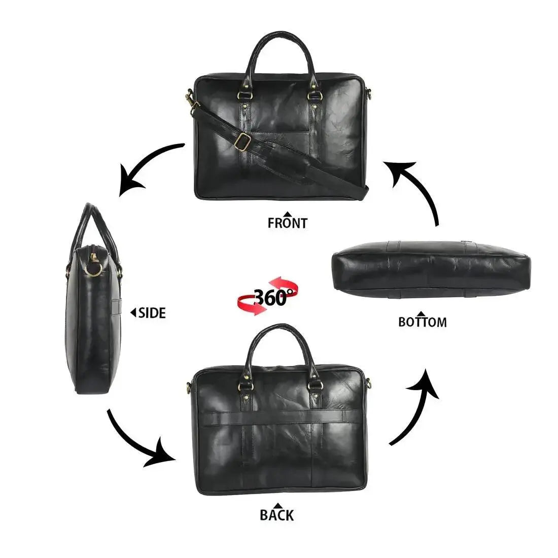 ARDAN Genuine Leather 15.6 Inch Laptop Bag for Men, Sleek Design (LV03E) Bag (Color - Black)