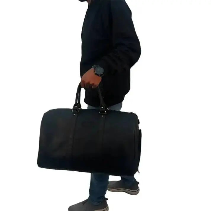  Genuine Leather Duffle Bag with Shoe Compartment 
