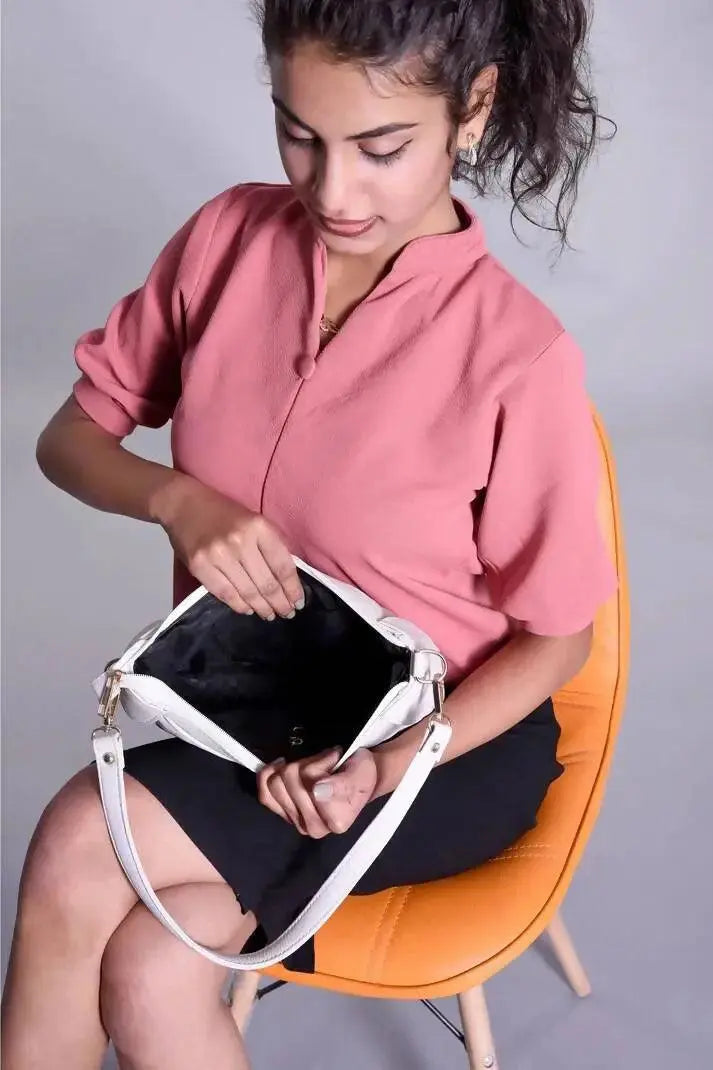 Genuine Leather Quilted Moon Sling Bag / Hand Bag for Women / Girls