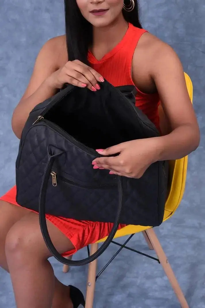  Genuine Leather Quilted 15.6Inches Big Office Tote Bag/Travel Bag/ Hand Bag/ Sling Bag For Women