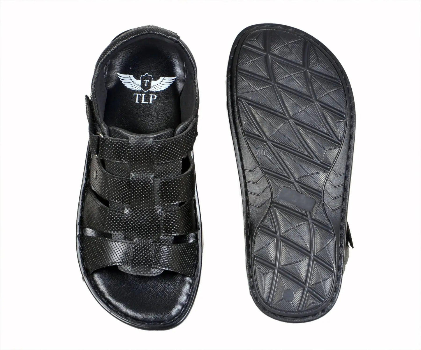 TLP Genuine Leather Sandals for Men Colour - Black TLP International