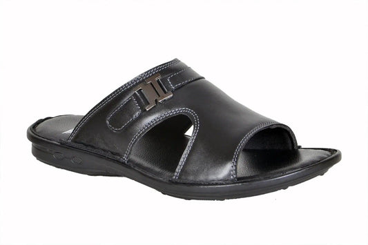 TLP Genuine Leather Slippers for Men Colour – Black TLP International