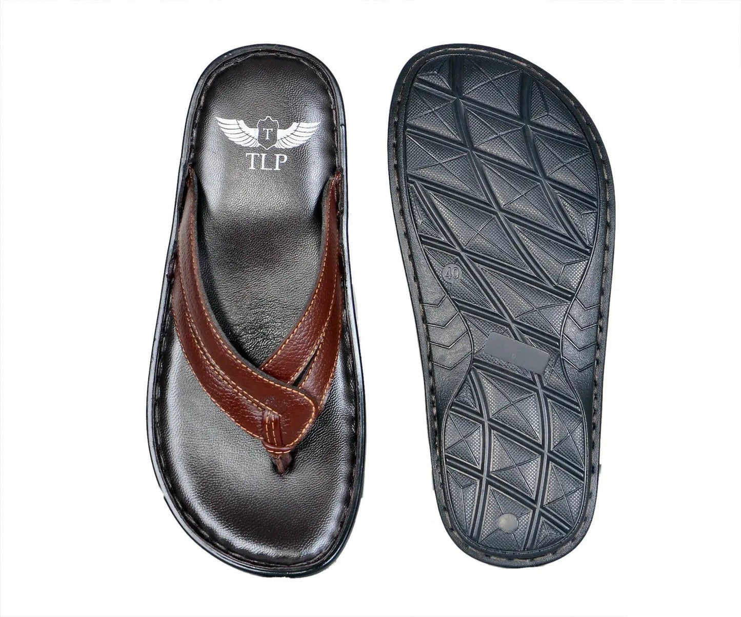 TLP Genuine Leather Slippers for Men Dual Colour – Black and Brown TLP International