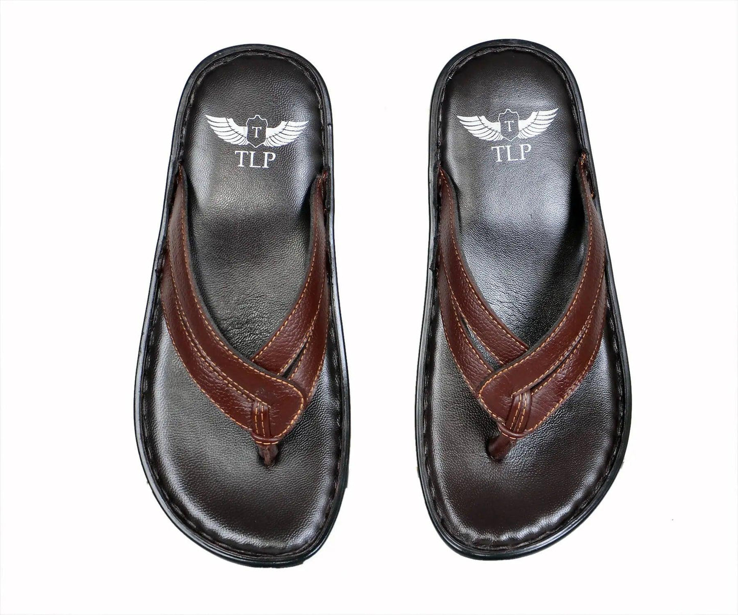 TLP Genuine Leather Slippers for Men Dual Colour – Black and Brown TLP International