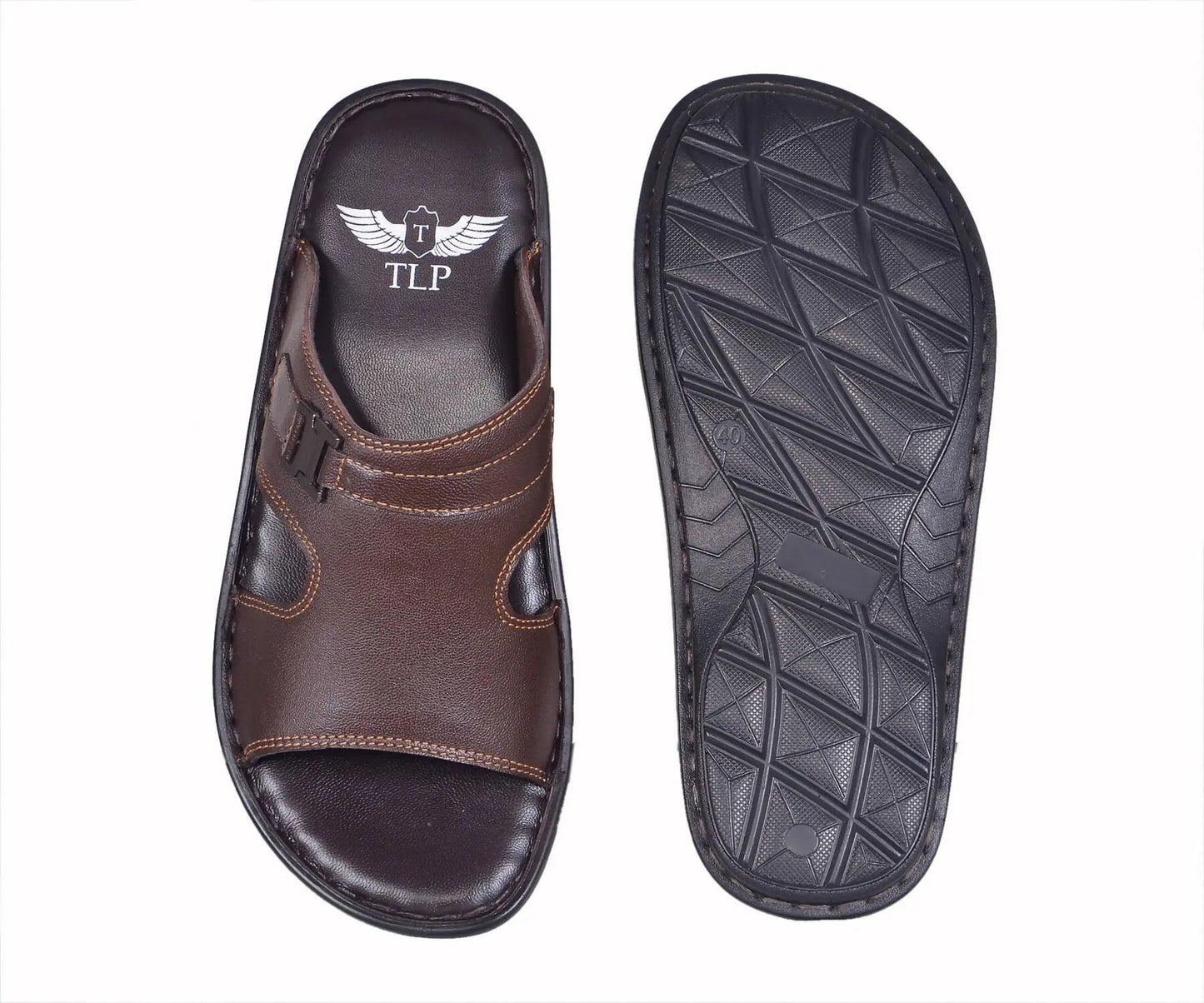 TLP Genuine Leather Slippers for Men Dual Colour – Black and Brown TLP International