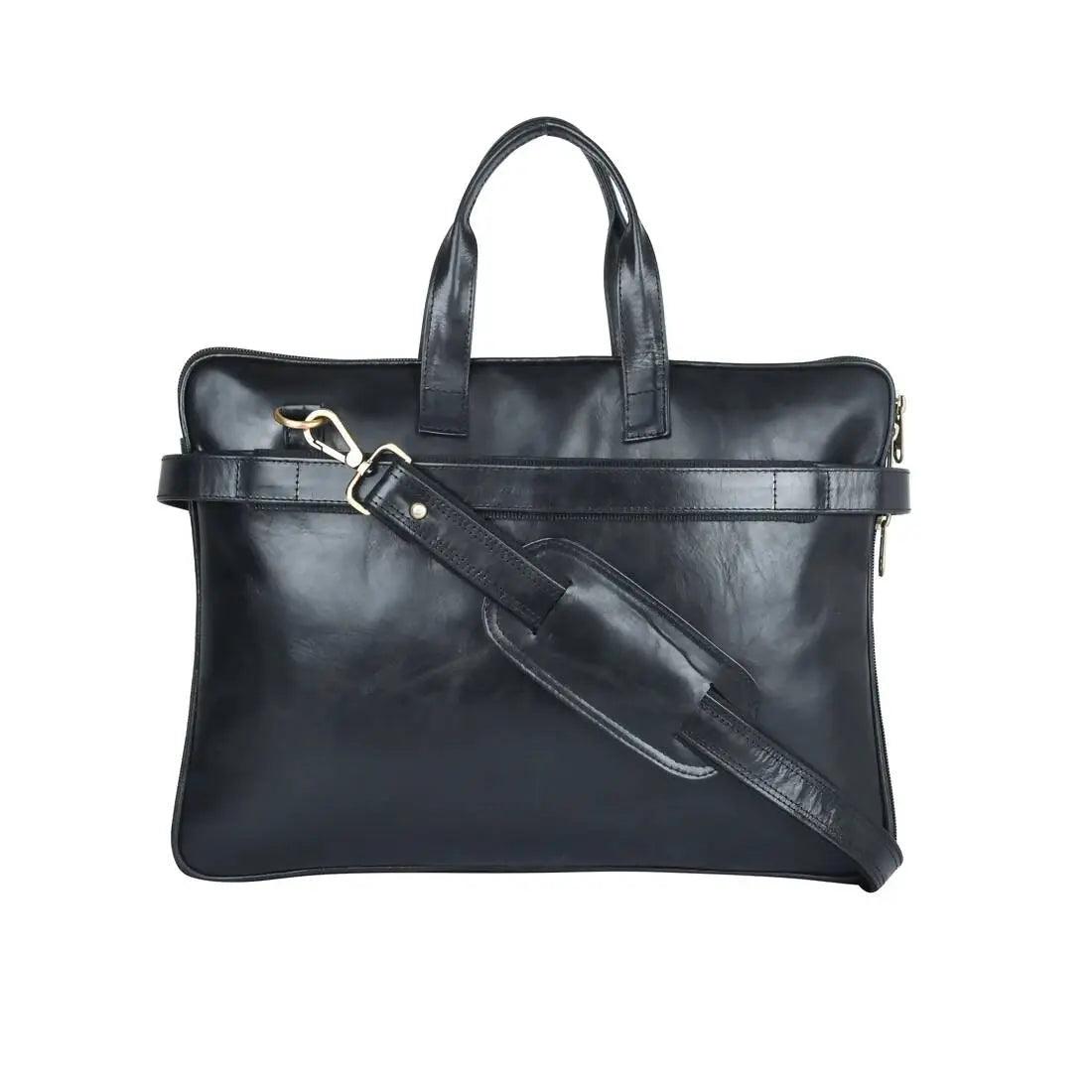 ARDAN Genuine Leather 15.6 Inch Laptop Bag for Men, Sleek Design Bag (LV01B) (Color - Black) Ardan Lifestyle