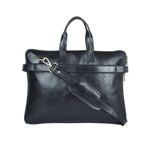 ARDAN Genuine Leather 15.6 Inch Laptop Bag for Men, Sleek Design Bag (LV01B) (Color - Black) Ardan Lifestyle