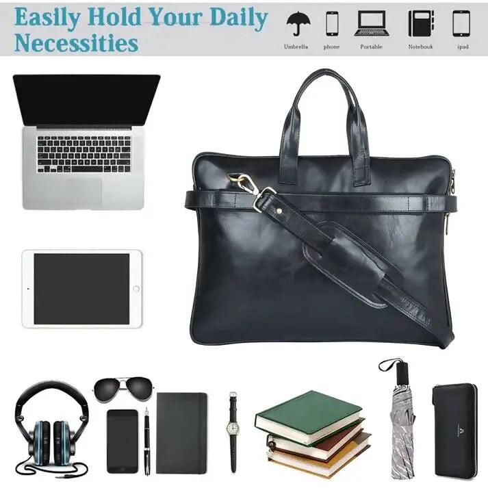 ARDAN Genuine Leather 15.6 Inch Laptop Bag for Men, Sleek Design Bag (LV01B) (Color - Black) Ardan Lifestyle