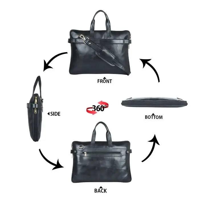 ARDAN Genuine Leather 15.6 Inch Laptop Bag for Men, Sleek Design Bag (LV01B) (Color - Black) Ardan Lifestyle
