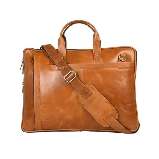 ARDAN Genuine Leather 15.6 Inch Laptop Bag for Men, Sleek Design Bag (LV02C) Color -TAN Ardan Lifestyle