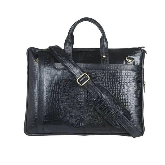 ARDAN Genuine Leather 15.6 Inch Laptop Bag for Men, Sleek Design Bag (LV02E) Color -Black (Textured) Ardan Lifestyle