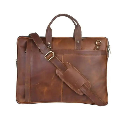ARDAN Genuine Leather 15.6 Inch Laptop Bag for Men, Sleek Design Bag (LV02F) Color - Dark Brown Ardan Lifestyle