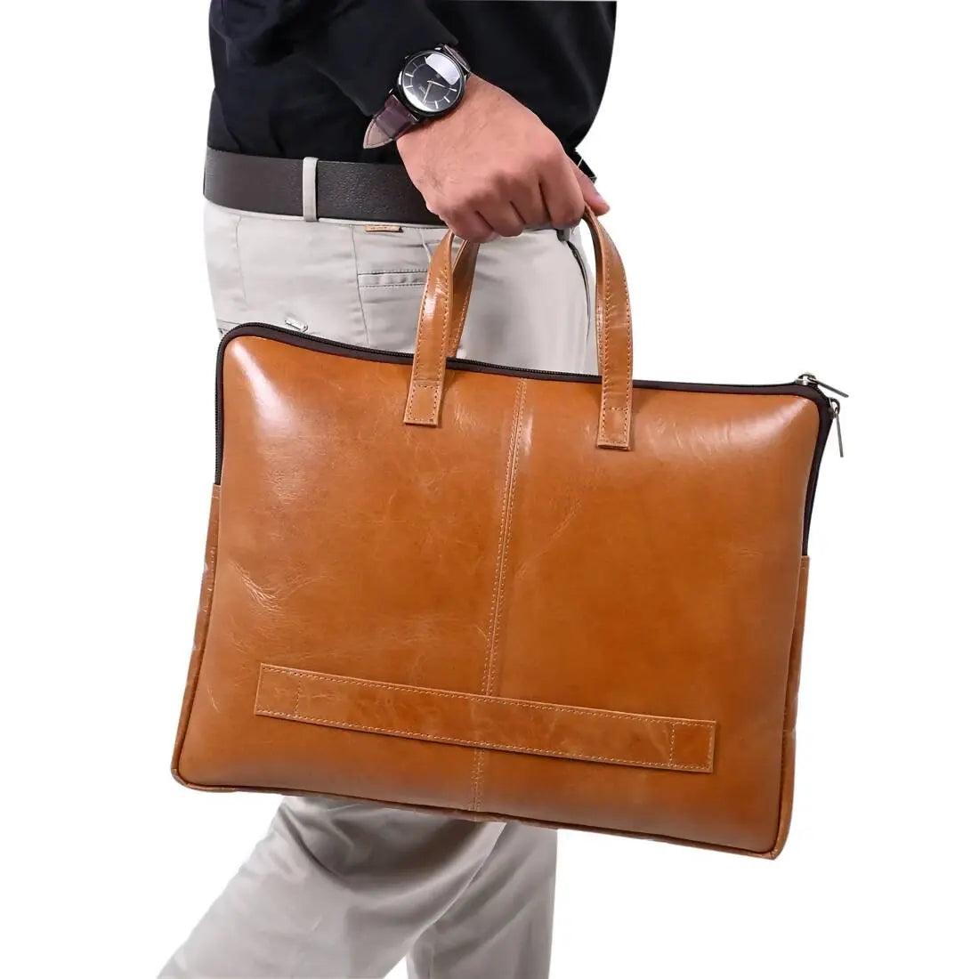 ARDAN Genuine Leather 15Inch Laptop Bag for Men(AL11A), Sleek Design Bag Color - TAN Ardan Lifestyle
