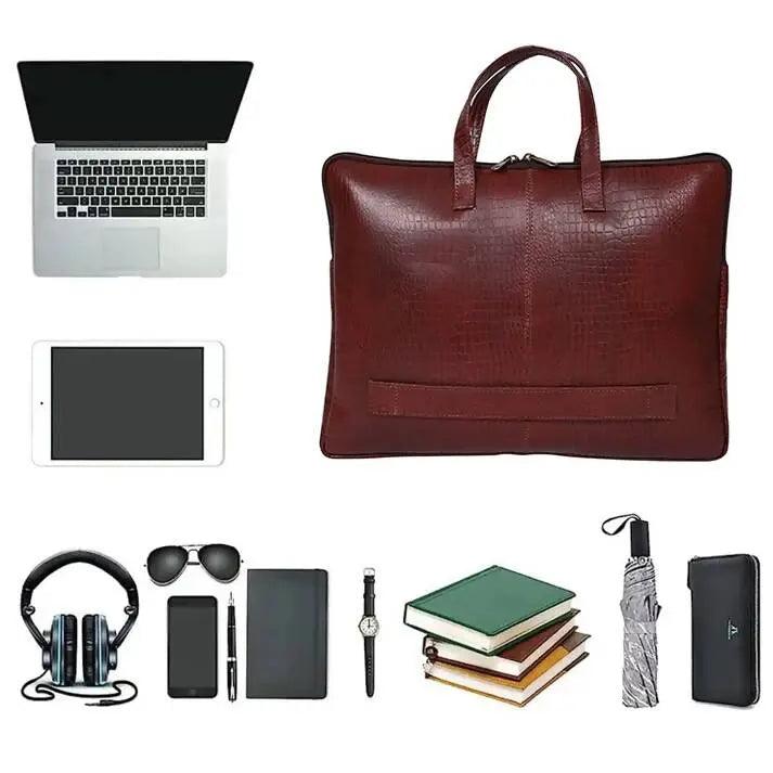 ARDAN Genuine Leather 15Inch Laptop Bag for Men, Sleek Design Bag(AL11B) Color - Wine red Ardan Lifestyle