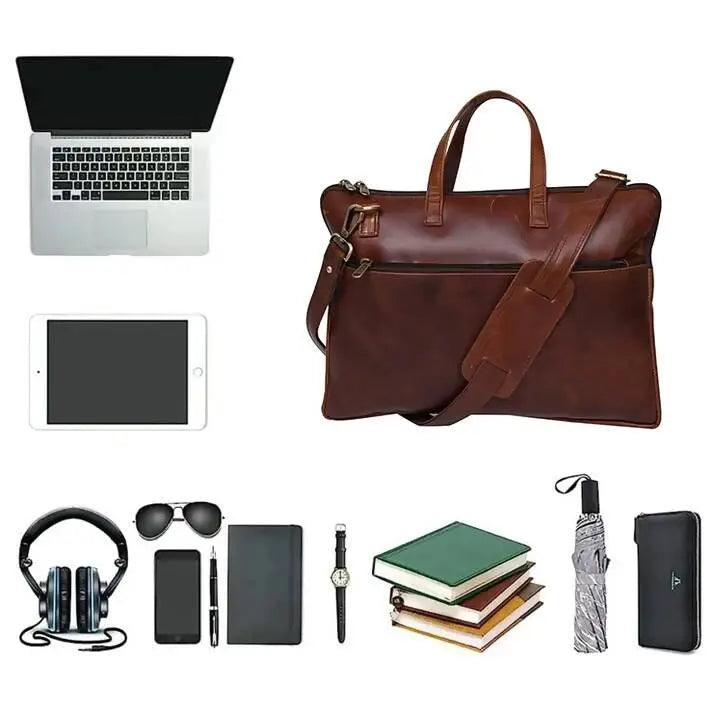 ARDAN Genuine Leather 15Inch Laptop Bag for Men, Sleek Design Office Bag (AL12C)Dark Brown Ardan Lifestyle