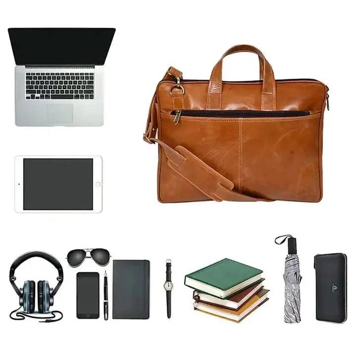 ARDAN Genuine Leather 15Inch Laptop Bag for Men, Sleek Design Office Bag (AL13A)(Brown Color) Ardan Lifestyle