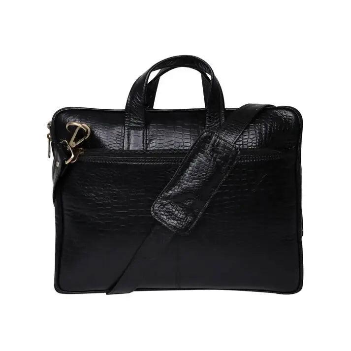 ARDAN Genuine Leather 15Inch Laptop Bag for Men, Sleek Design Office Bag(AL13B) (Black Textured) Ardan Lifestyle
