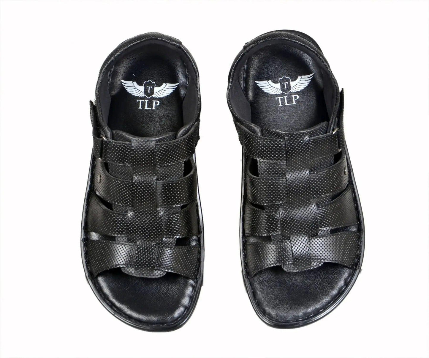 TLP Genuine Leather Sandals for Men Colour - Black TLP International