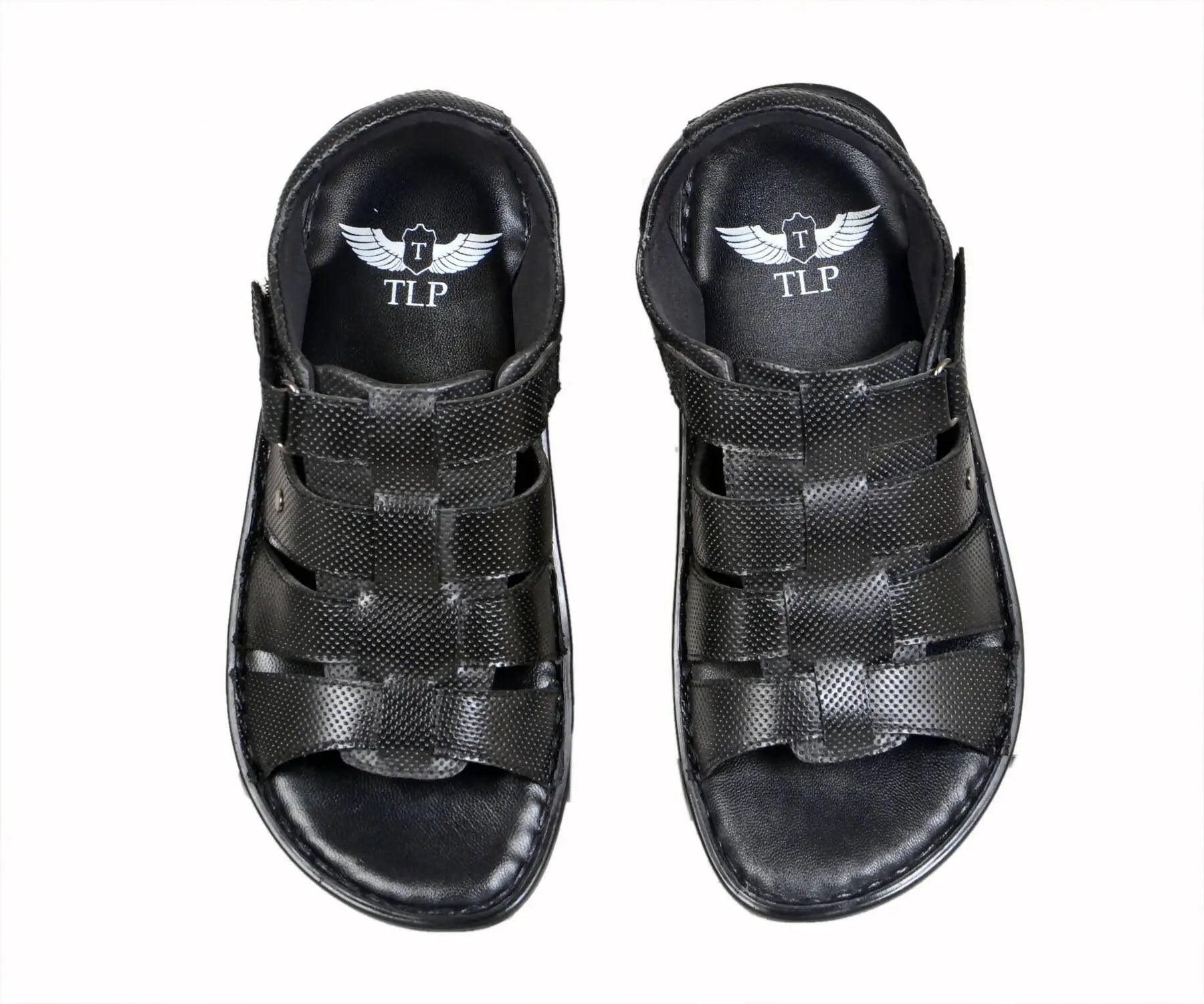 TLP Genuine Leather Sandals for Men Colour - Black TLP International
