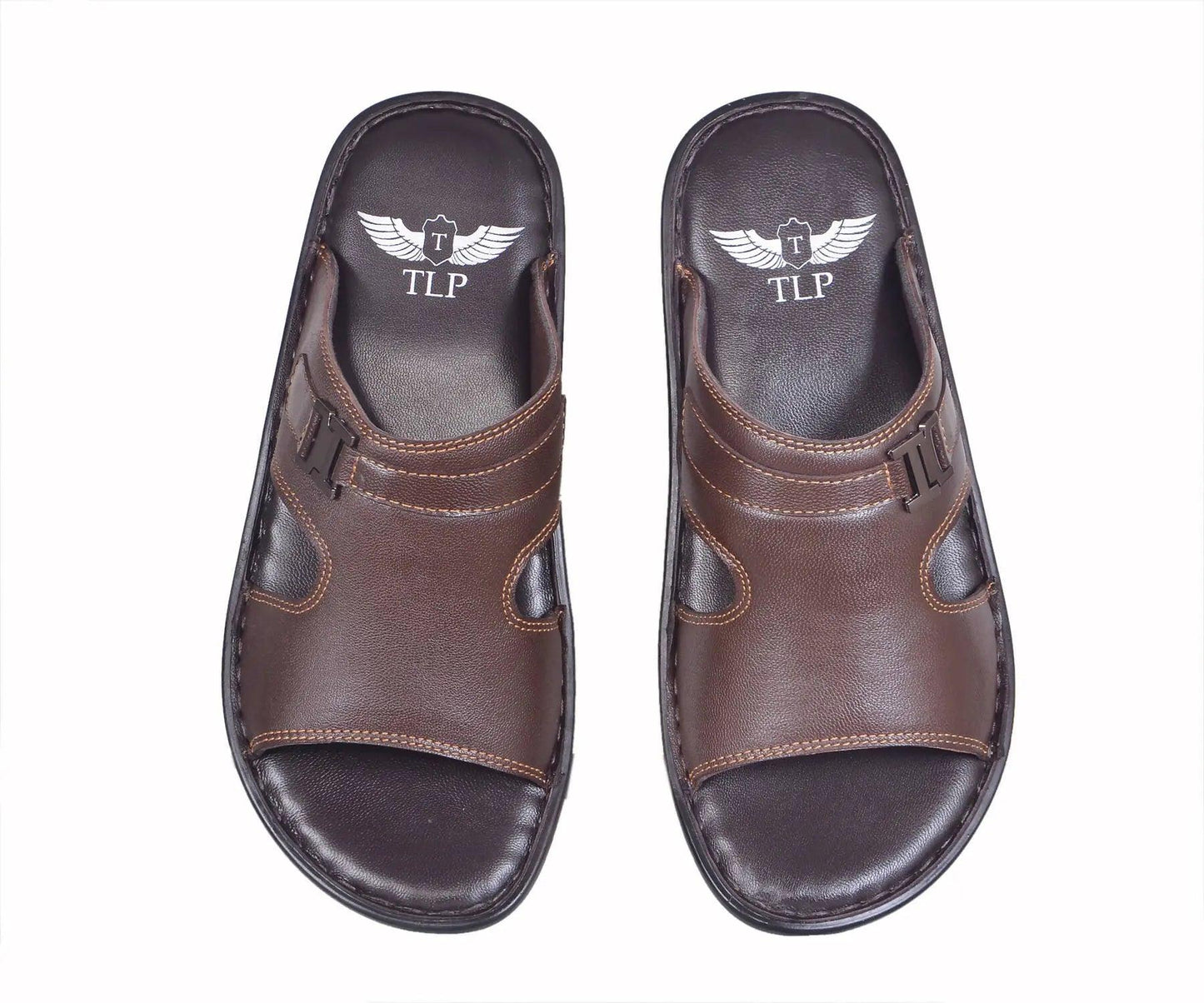 TLP Genuine Leather Slippers for Men Dual Colour – Black and Brown TLP International