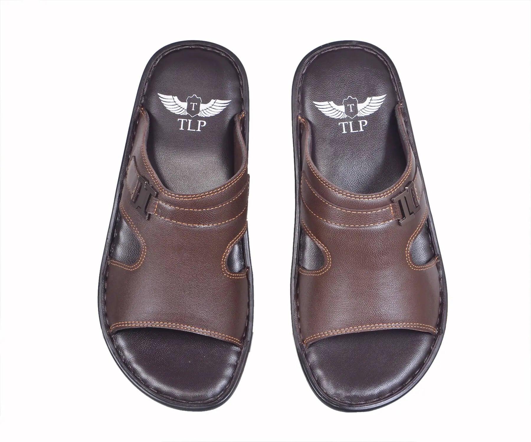 TLP Genuine Leather Slippers for Men Dual Colour – Black and Brown TLP International