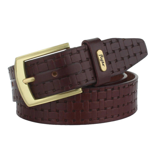 Flyer Leather Belt for Men (Formal/Casual) (Colour -Brown) Buckle Adjustable Size(BR2129) Acme International