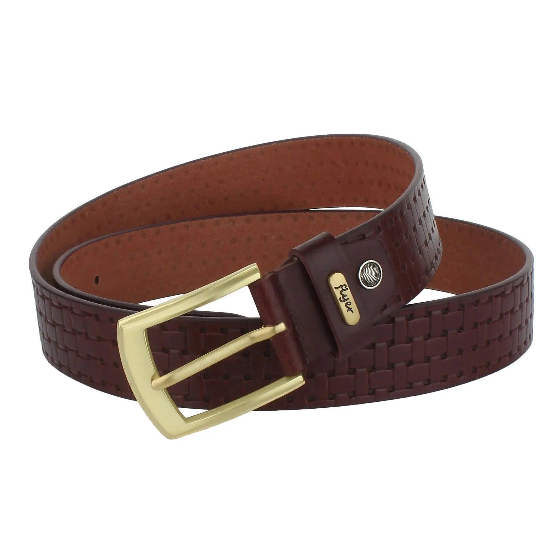 Flyer Leather Belt for Men (Formal/Casual) (Colour -Brown) Buckle Adjustable Size(BR2129) Acme International