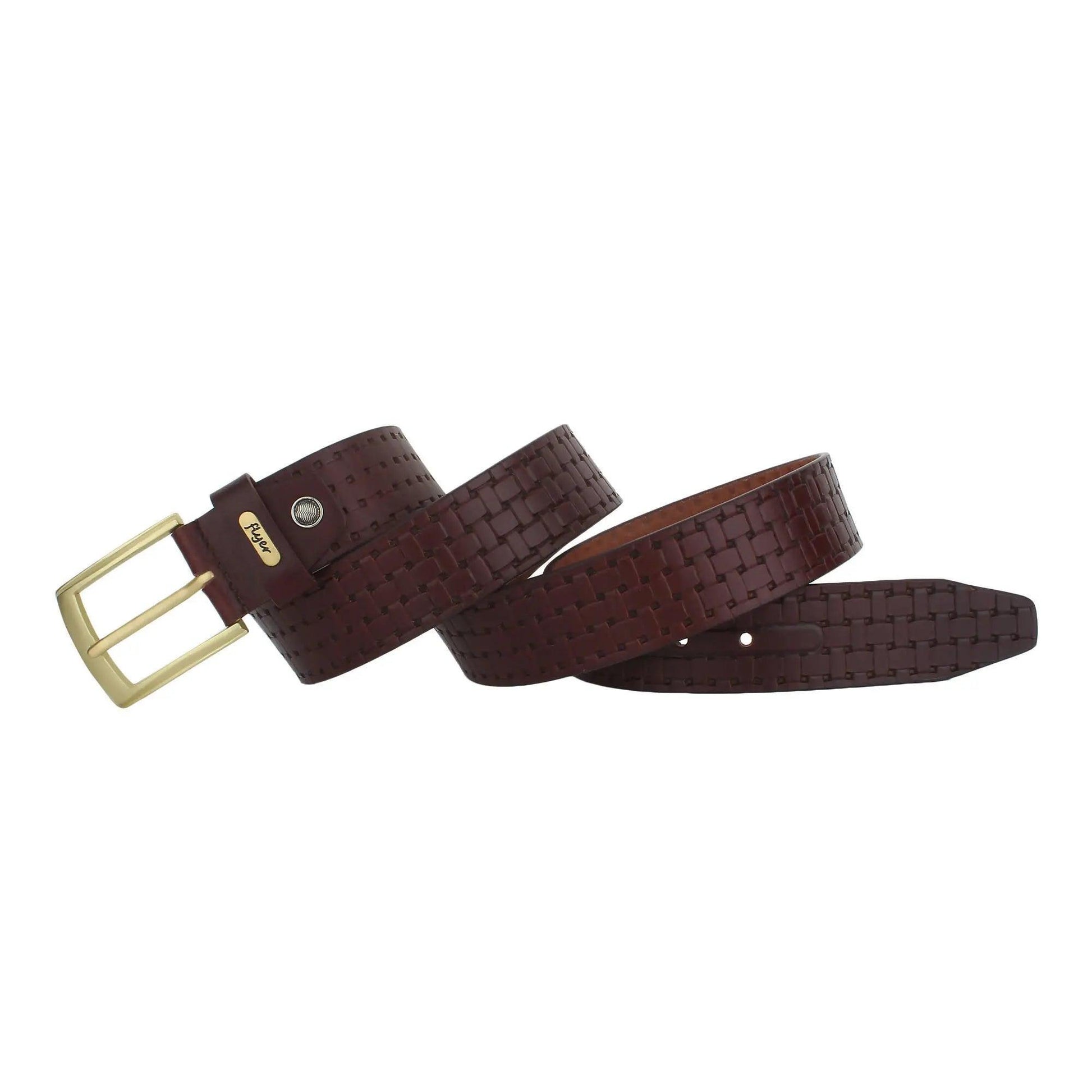 Flyer Leather Belt for Men (Formal/Casual) (Colour -Brown) Buckle Adjustable Size(BR2129) Acme International