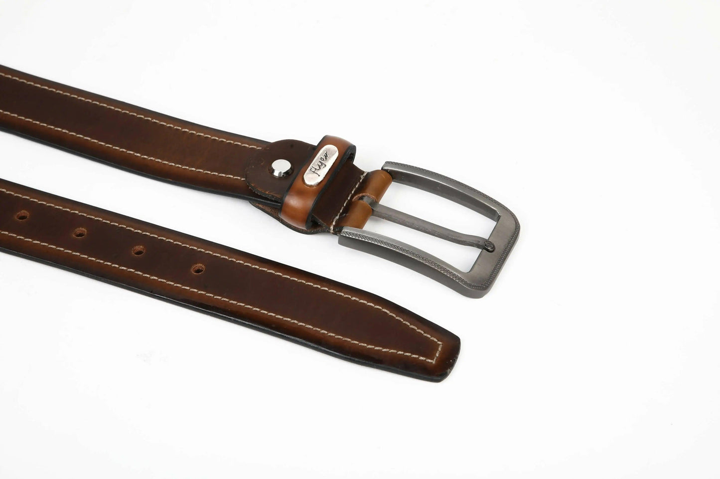 Flyer Leather Belt for Men (Formal/Casual) (Colour -Brown/Tan) Buckle Adjustable Size (BR1512) Acme International