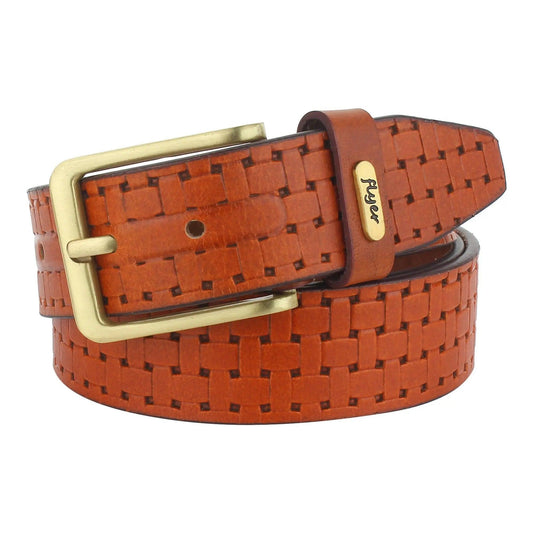 Flyer Leather Belt for Men (Formal/Casual) (Colour -Tan) Buckle Adjustable Size (TAN2229) Acme International