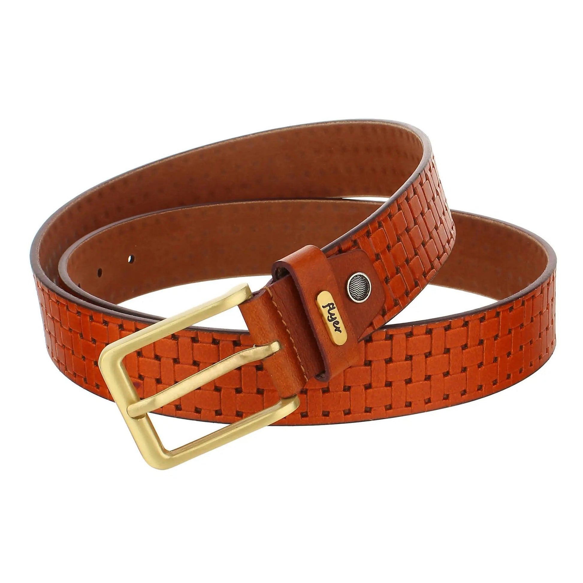 Flyer Leather Belt for Men (Formal/Casual) (Colour -Tan) Buckle Adjustable Size (TAN2229) Acme International