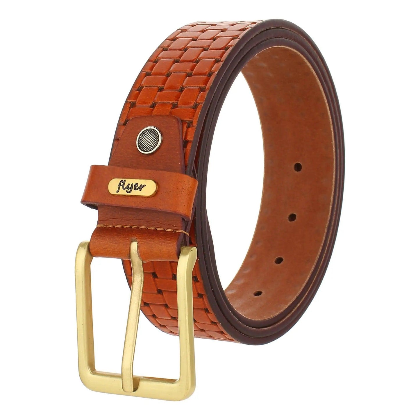 Flyer Leather Belt for Men (Formal/Casual) (Colour -Tan) Buckle Adjustable Size (TAN2229) Acme International