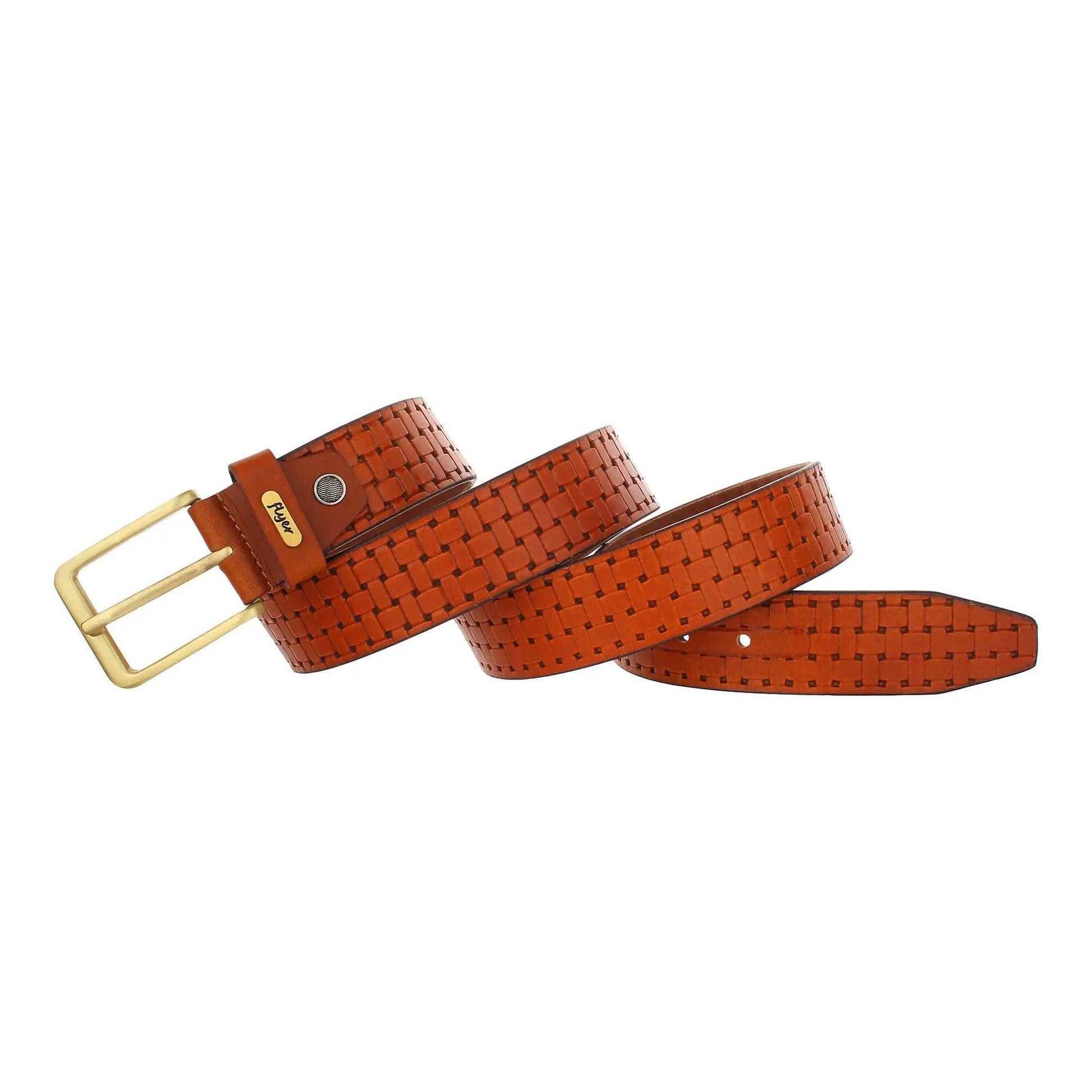Flyer Leather Belt for Men (Formal/Casual) (Colour -Tan) Buckle Adjustable Size (TAN2229) Acme International