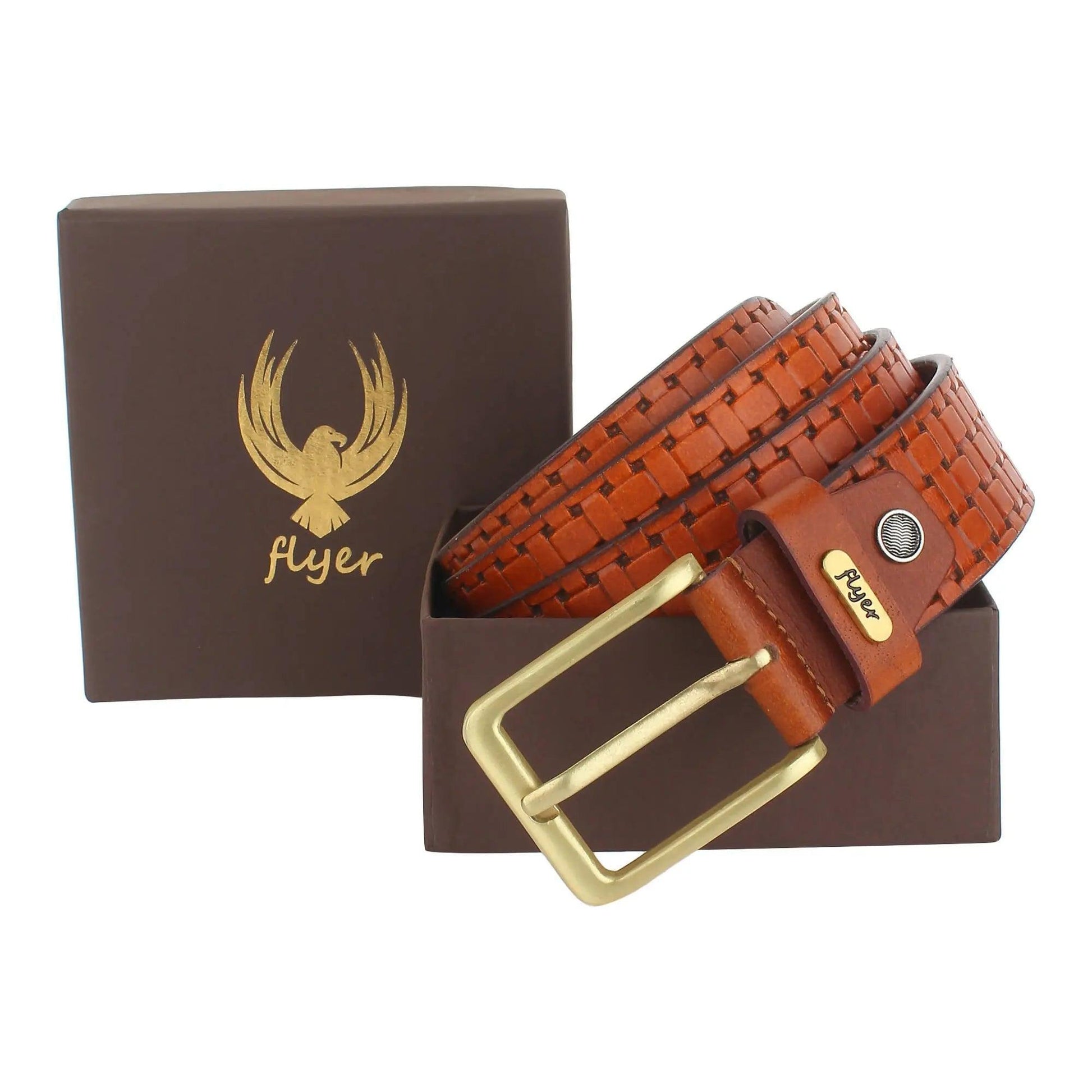 Flyer Leather Belt for Men (Formal/Casual) (Colour -Tan) Buckle Adjustable Size (TAN2229) Acme International