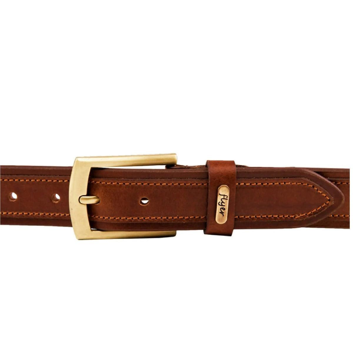 Flyer Leather Belt for Men (Formal/Casual) (Colour-TAN) Buckle Adjustable Size (TAN510) Acme International